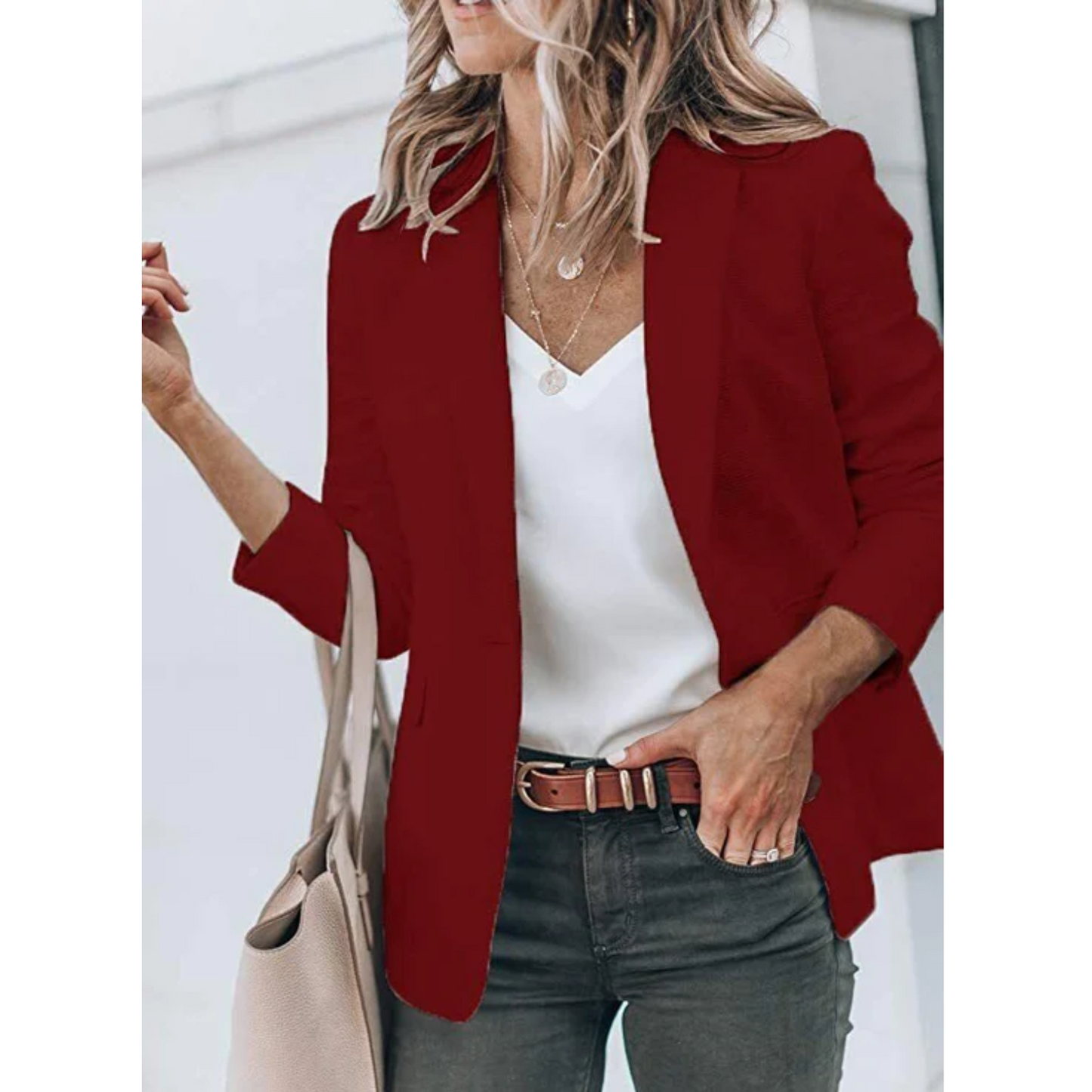 Grace Veste Blazer Ouvert Devant Pour Femme Moderne Polyvalente Travail Élégance Décontractée Chic Professionnel