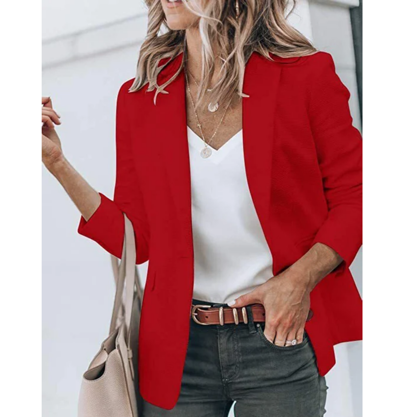 Grace Veste Blazer Ouvert Devant Pour Femme Moderne Polyvalente Travail Élégance Décontractée Chic Professionnel