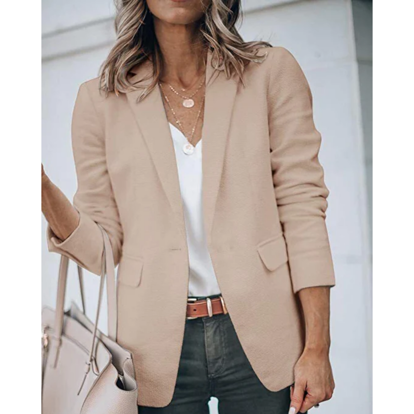 Grace Veste Blazer Ouvert Devant Pour Femme Moderne Polyvalente Travail Élégance Décontractée Chic Professionnel