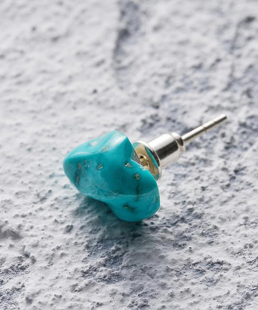 Boucles d'oreilles à tige asymétriques en argent sterling bleu et turquoise pour hommes et femmes - Amawinc