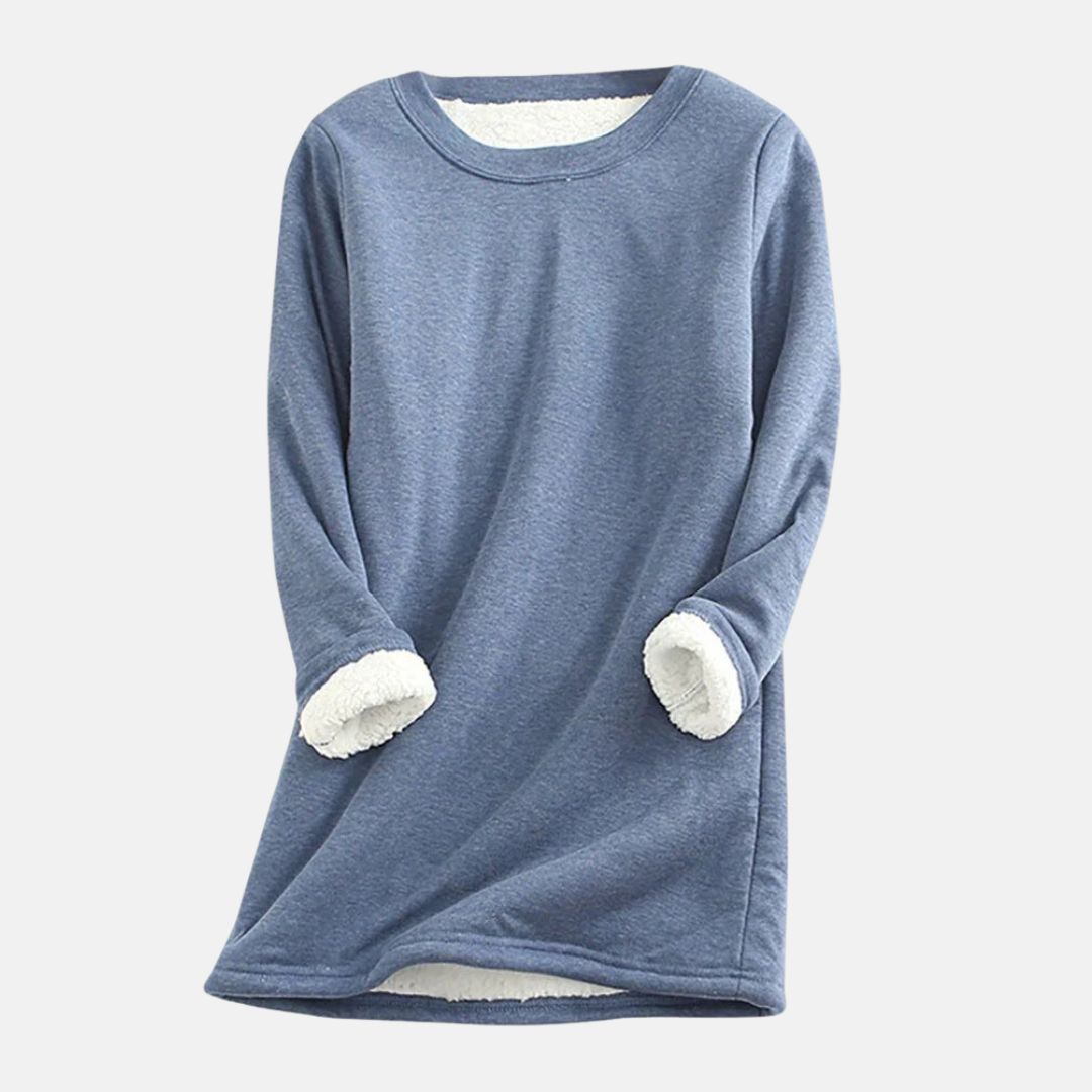 Sweatshirt Femme Tricot Coupe Décontractée Col Rond En Peluche Doublé Confort Luxueux