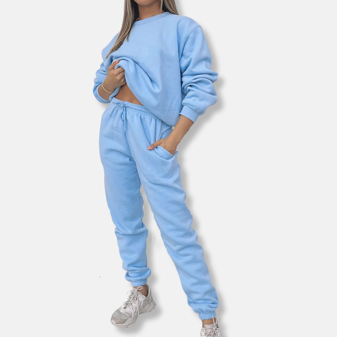 Ensemble Deux Pièces Femme En Mélange De Coton Avec Coupe Décontractée Et Ceinture Élastique À Cordon