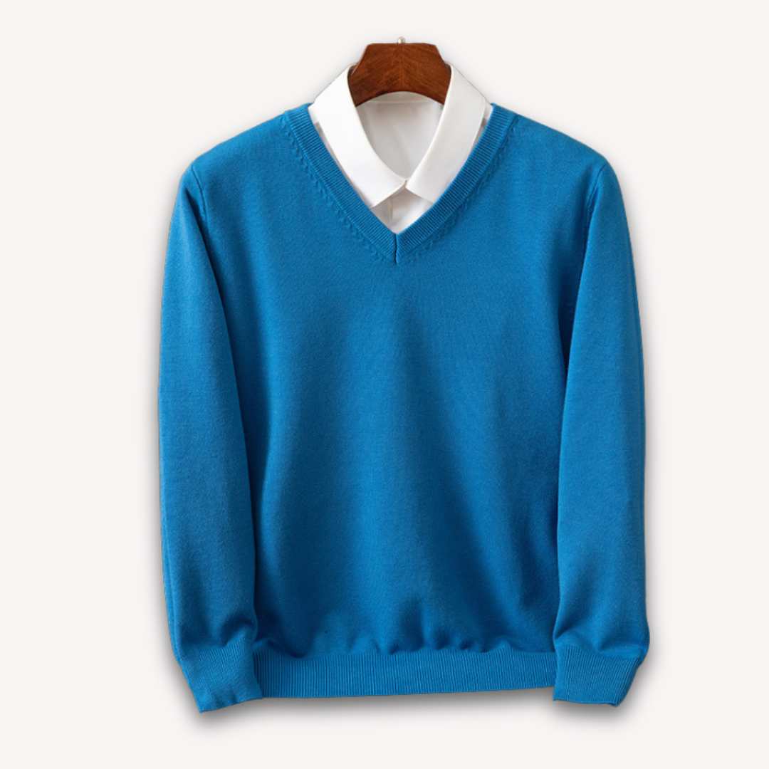 Amawinc Pull Homme Col V Slim Fit En Maille Douce Avec Bords Côtes Pour Style Polyvalent