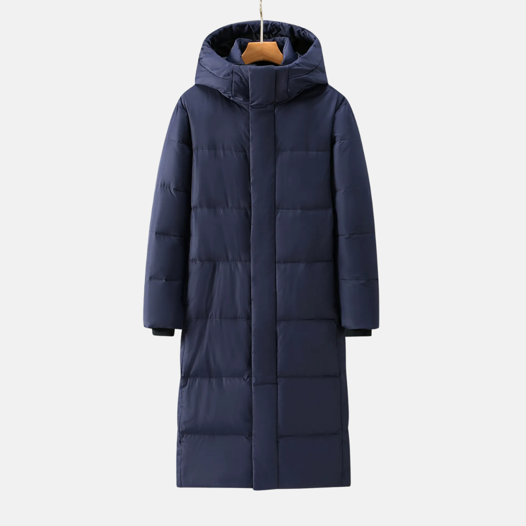 Manteau Long à Capuche Matelassé pour Homme en Mélange Nylon pour Hiver Chaud et Décontracté Style Urbain