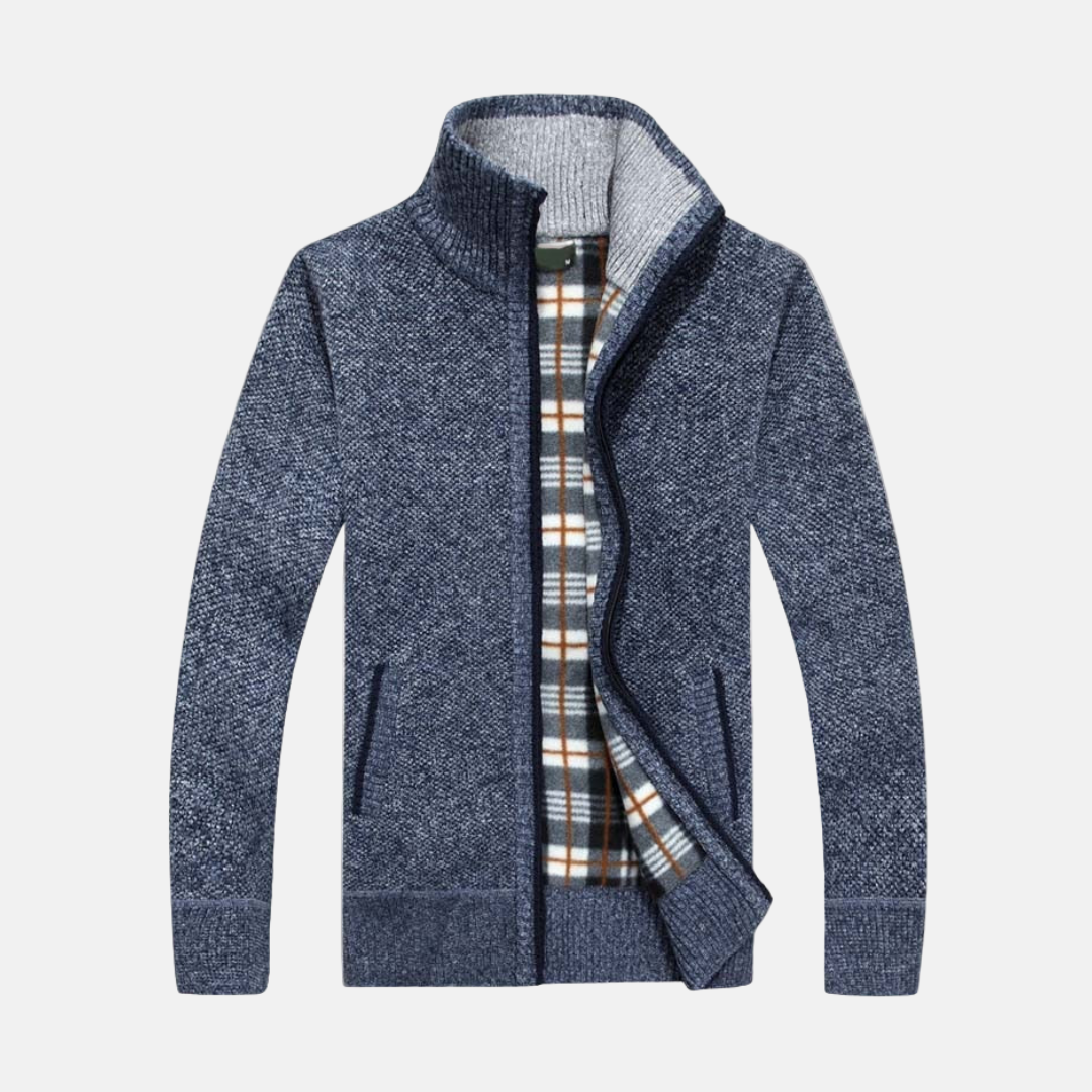 Veste Homme En Maille Texturée Avec Doublure Polaire Col Côtes Poignets Et Ourlet Pour Superposition Classique