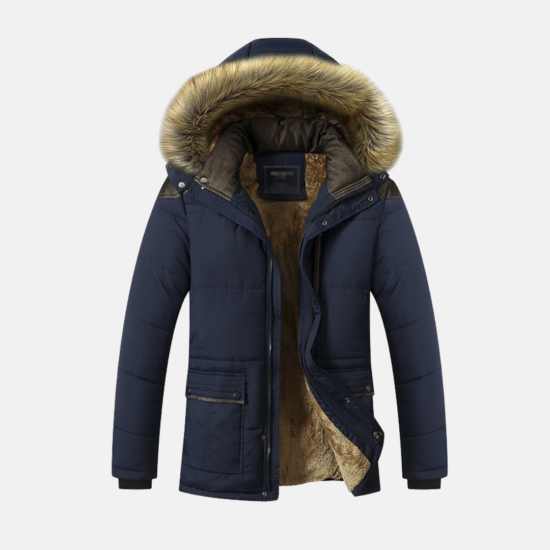 Parka Homme Nordisk Flair Avec Doublure Fausse Fourrure Capuche Amovible Longueur Midi Pour Hiver