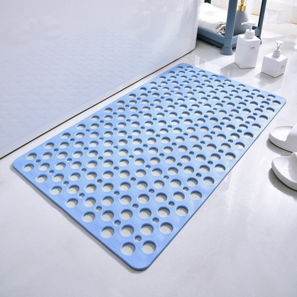 Tapis de Douche Antidérapant en Caoutchouc avec Drainage et Design Minimaliste Gris