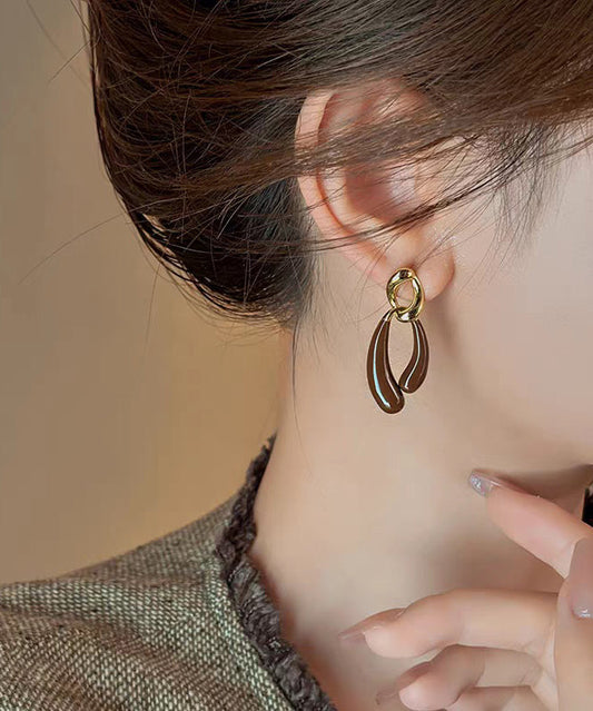 Boucles d'oreilles pendantes asymétriques en alliage de cuivre et émail de style bohème - Amawinc