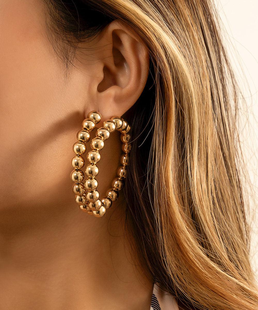 Boucles d'oreilles créoles bohèmes en alliage de métal doré - Amawinc