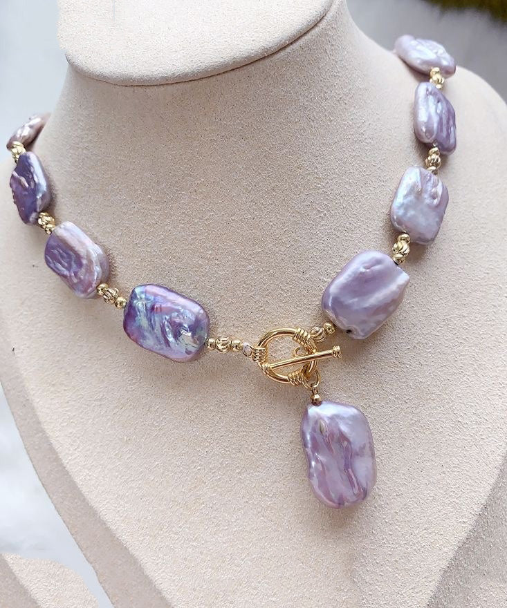 Collier avec pendentif en argent sterling et perles violettes de Bohême - Amawinc