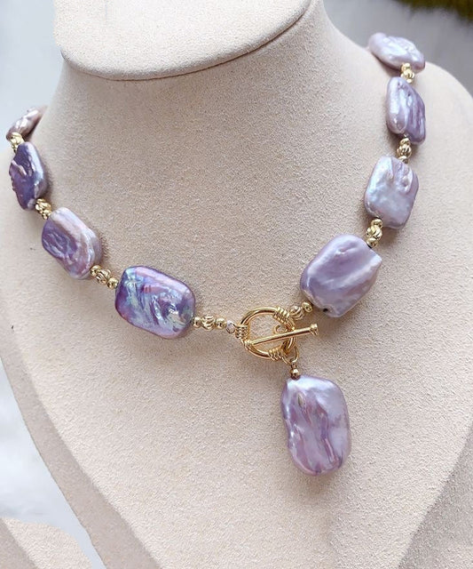 Collier avec pendentif en argent sterling et perles violettes de Bohême - Amawinc