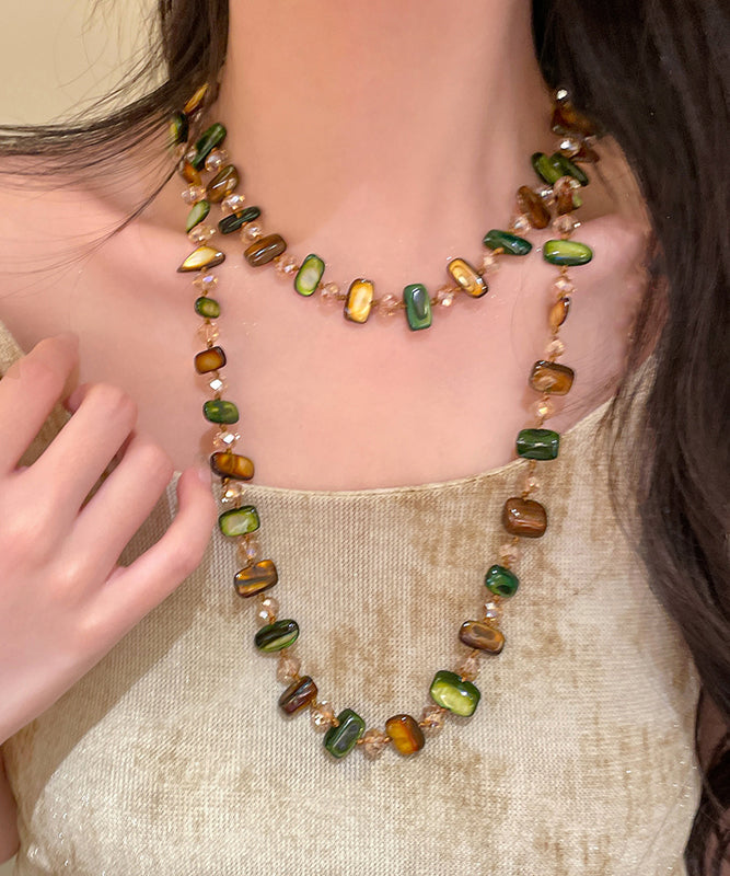 Collier de perles graduées en alliage de coquillages arc-en-ciel de Bohême - Amawinc