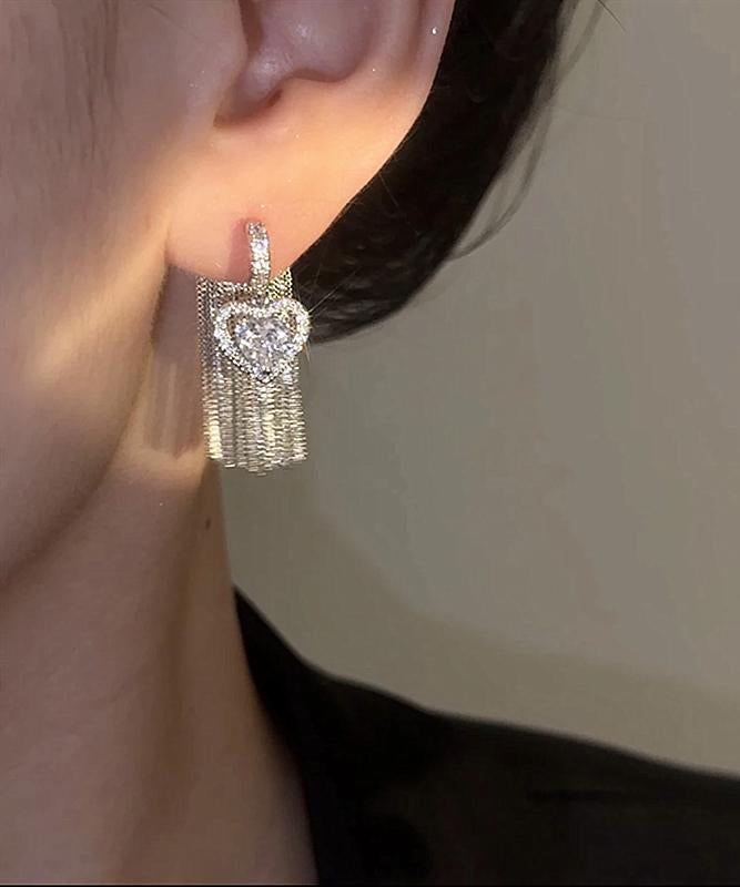 Boucles d'oreilles pendantes bohèmes en alliage de cuivre et zircon avec pompons - Amawinc