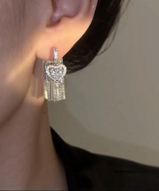 Boucles d'oreilles pendantes bohèmes en alliage de cuivre et zircon avec pompons - Amawinc