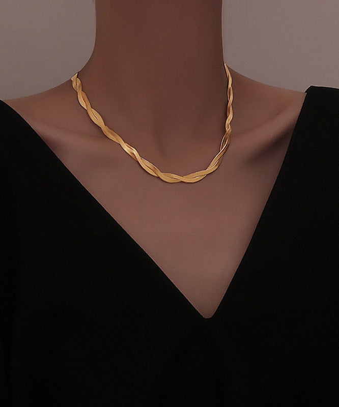 Collier princesse Boho en acier inoxydable doré avec motif croisé de pâte frite et torsades - Amawinc
