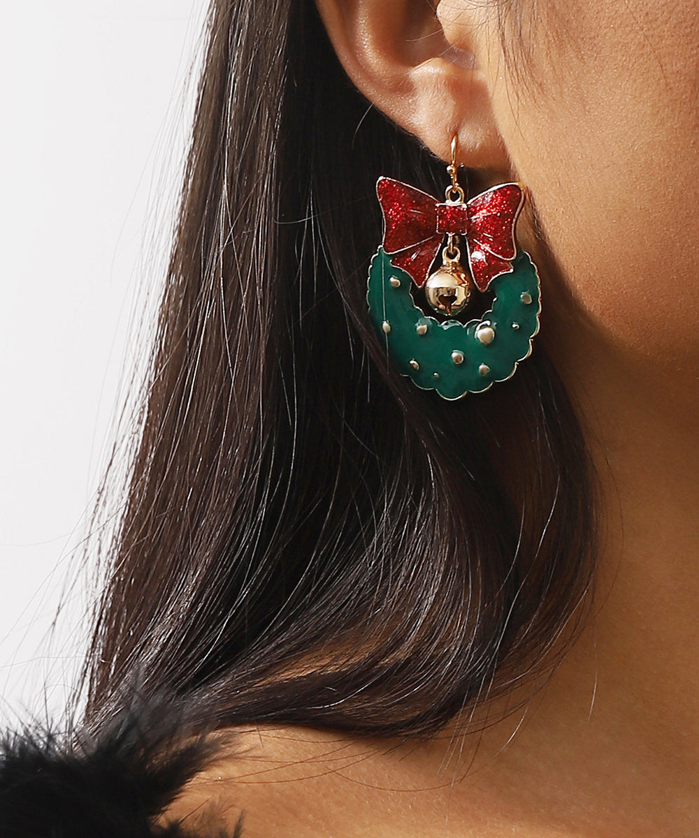 Boucles d'oreilles pendantes en forme de nœud en alliage vert style bohème - Amawinc