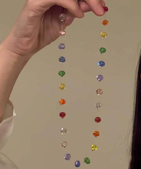 Collier de perles de verre arc-en-ciel bohème graduées - Amawinc