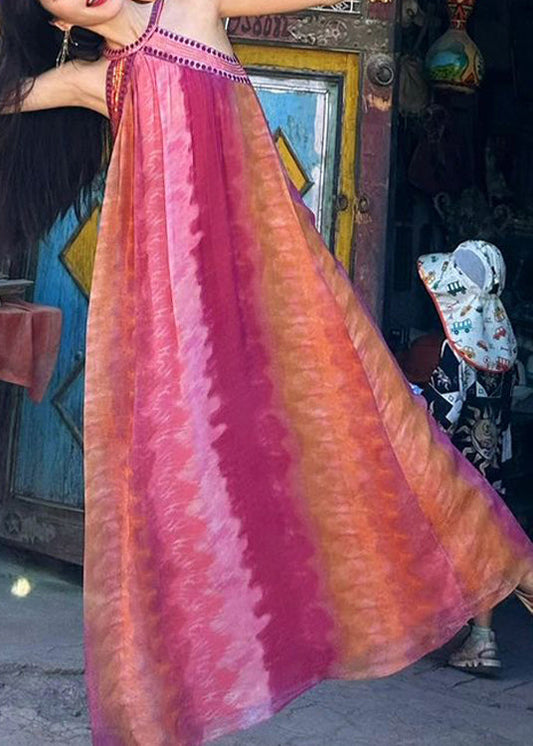 Robes de vacances bohèmes tie-dye sans manches - Amawinc