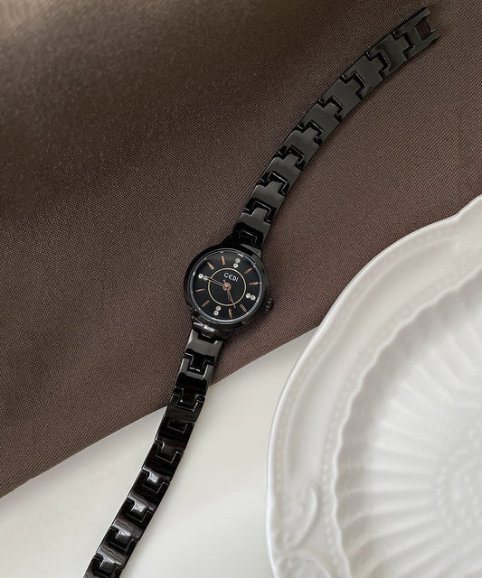 Montres boutique en alliage noir Hardlex avec mouvement à quartz - Amawinc