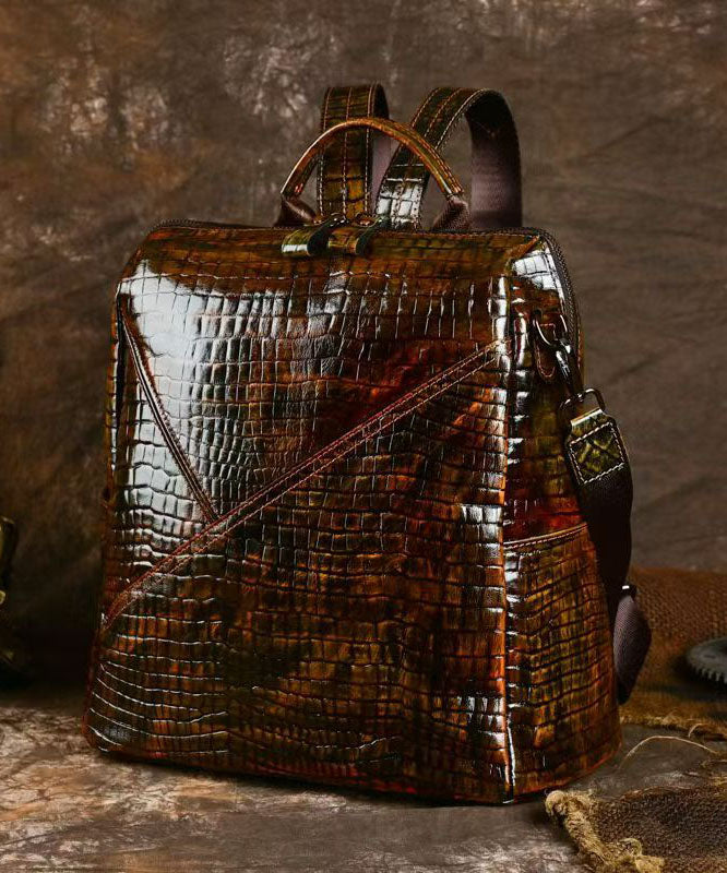 Sac à dos en cuir de veau grande capacité Boutique Coffee - Amawinc