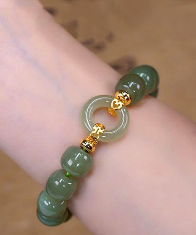 Bracelet chaîne à boucle Ping An en alliage de jade vert Boutique - Amawinc