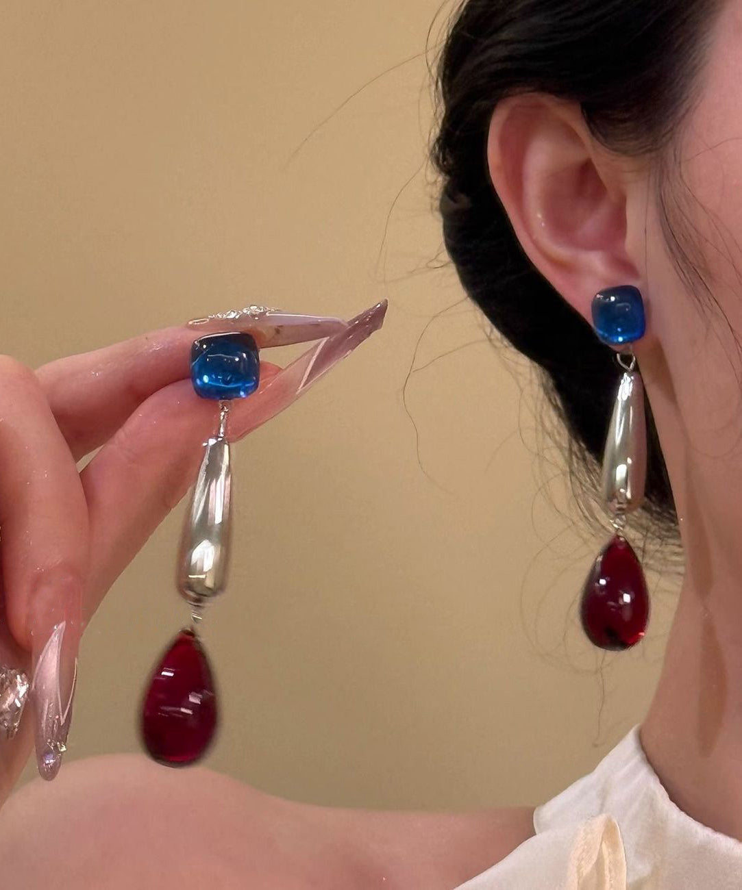 Boucles d'oreilles pendantes en argent sterling multicolore avec pierres précieuses d'agate - Amawinc