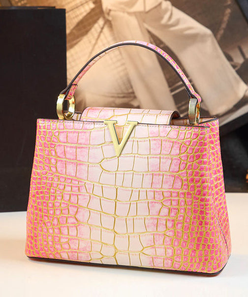 Sac fourre-tout en cuir de veau gaufré dégradé rose Boutique - Amawinc