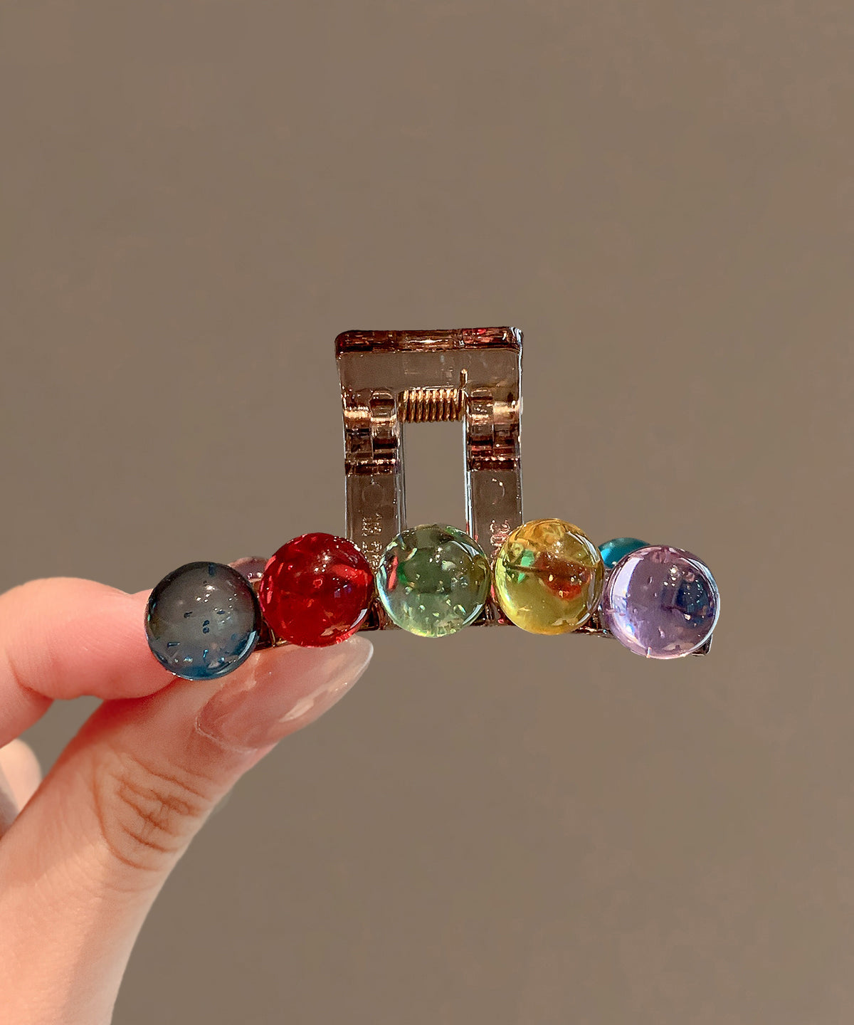 Épingle à cheveux en alliage acrylique et perles de verre arc-en-ciel de boutique - Amawinc