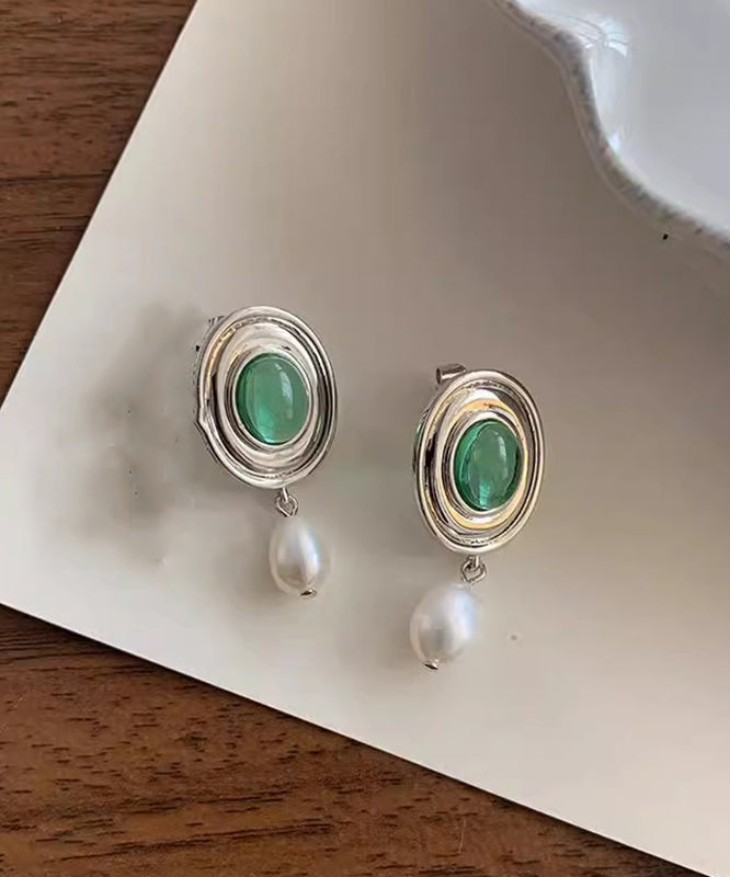 Boucles d'oreilles pendantes en alliage de soie et émail perlé - Amawinc