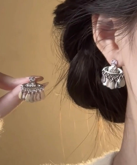 Boucles d'oreilles pendantes à pampilles et paillettes Saturn en cuivre doré et zircon - Amawinc