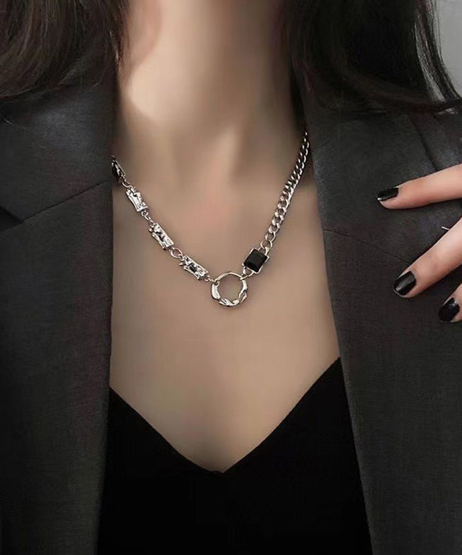 Collier lariat asymétrique creux en acier inoxydable Boutique Silk - Amawinc