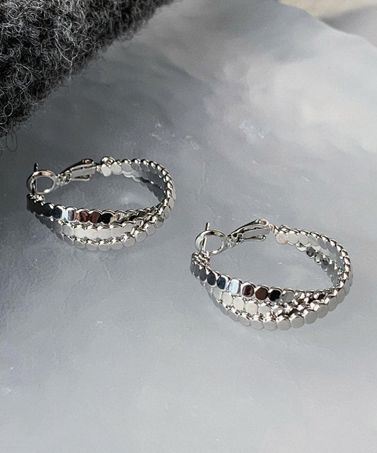 Boucles d'oreilles créoles torsadées en soie et argent sterling, style boutique. - Amawinc
