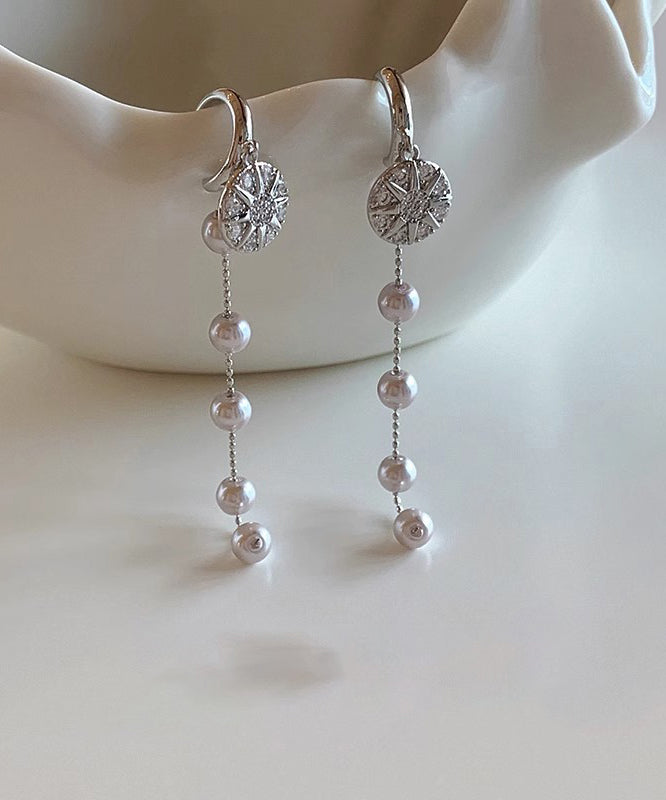 Boucles d'oreilles pendantes en argent sterling et perles de zircone surdorées Boutique Silk - Amawinc