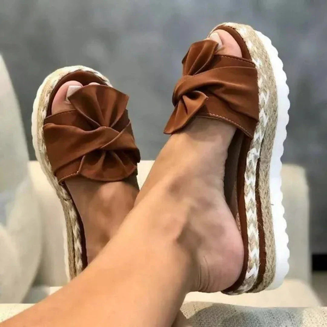 Sandales Compensées Brea Braid Bowknot Waylynn Avec Noeud Élégant Pour Été Pour Femme Confort Et Style