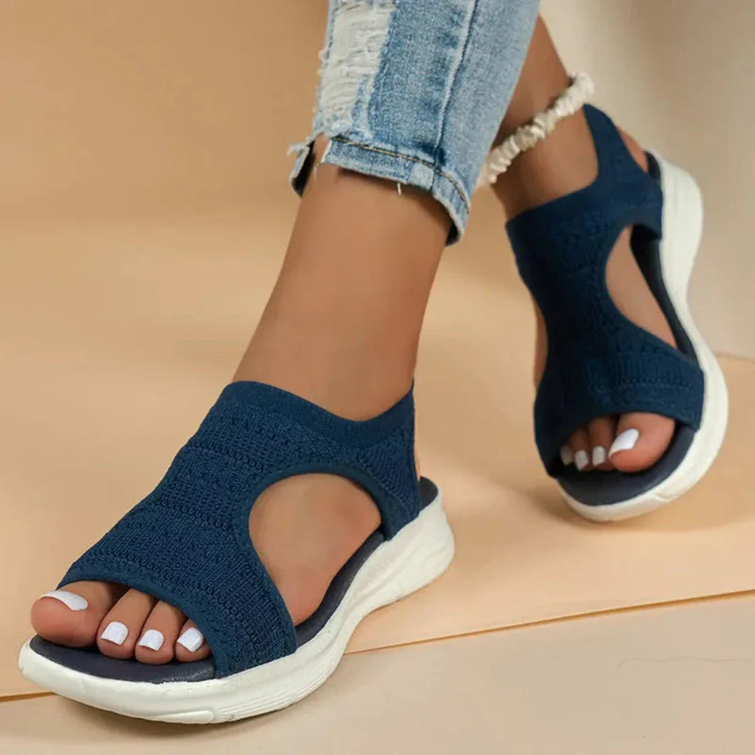 Sandales Orthopédiques En Tricot Respirant À Bout Ouvert Slip On Semelle Légère Rembourrée