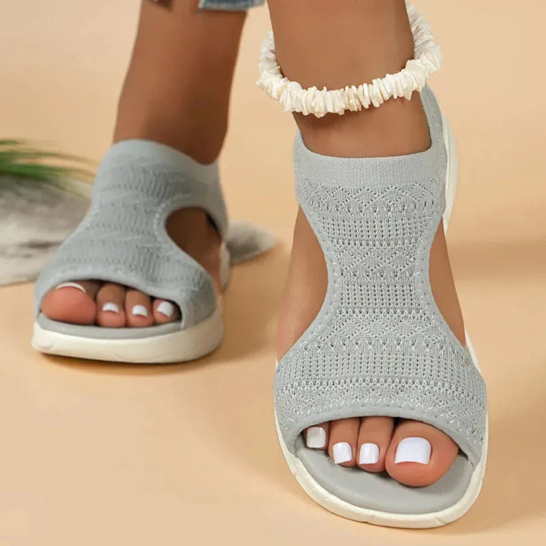 Sandales Orthopédiques En Tricot Respirant À Bout Ouvert Slip On Semelle Légère Rembourrée
