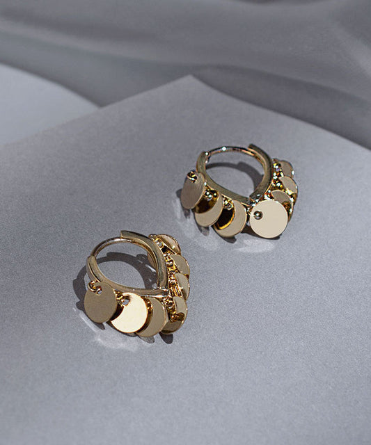 Boucles d'oreilles créoles à paillettes en alliage d'or et argent sterling - Amawinc