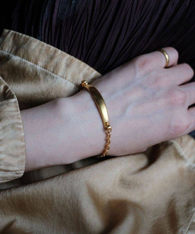 Bracelet épais en argent sterling doré avec chaîne surdorée - Amawinc