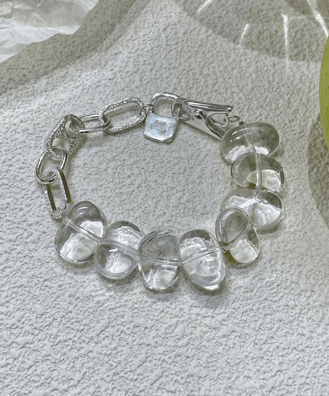 Bracelet chaîne en argent sterling et cristal couleur chair - Amawinc