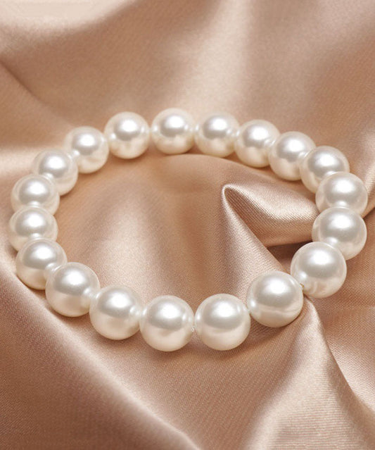 Bracelet court en alliage de perles blanches - Amawinc