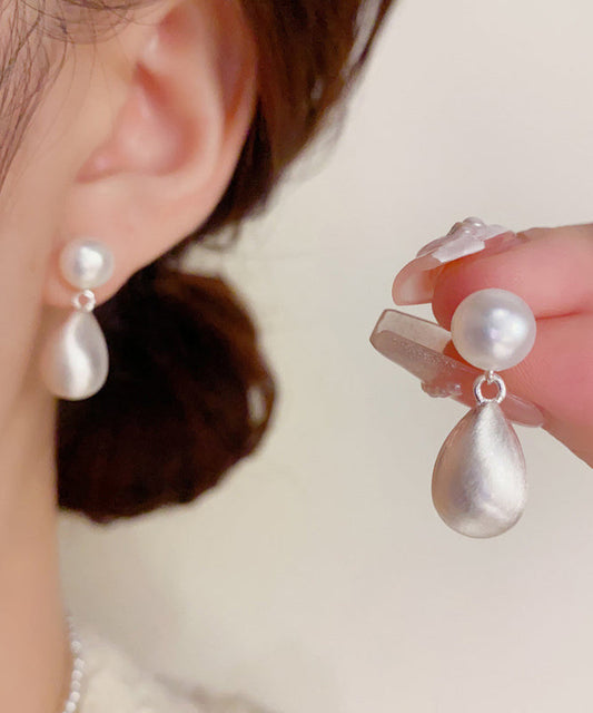 Boucles d'oreilles pendantes en or 14 carats avec perles et cuivre blanc Ovegild - Amawinc