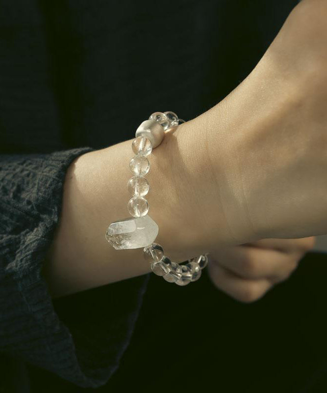 Bracelet à breloques asymétrique en cristal blanc tissé - Amawinc