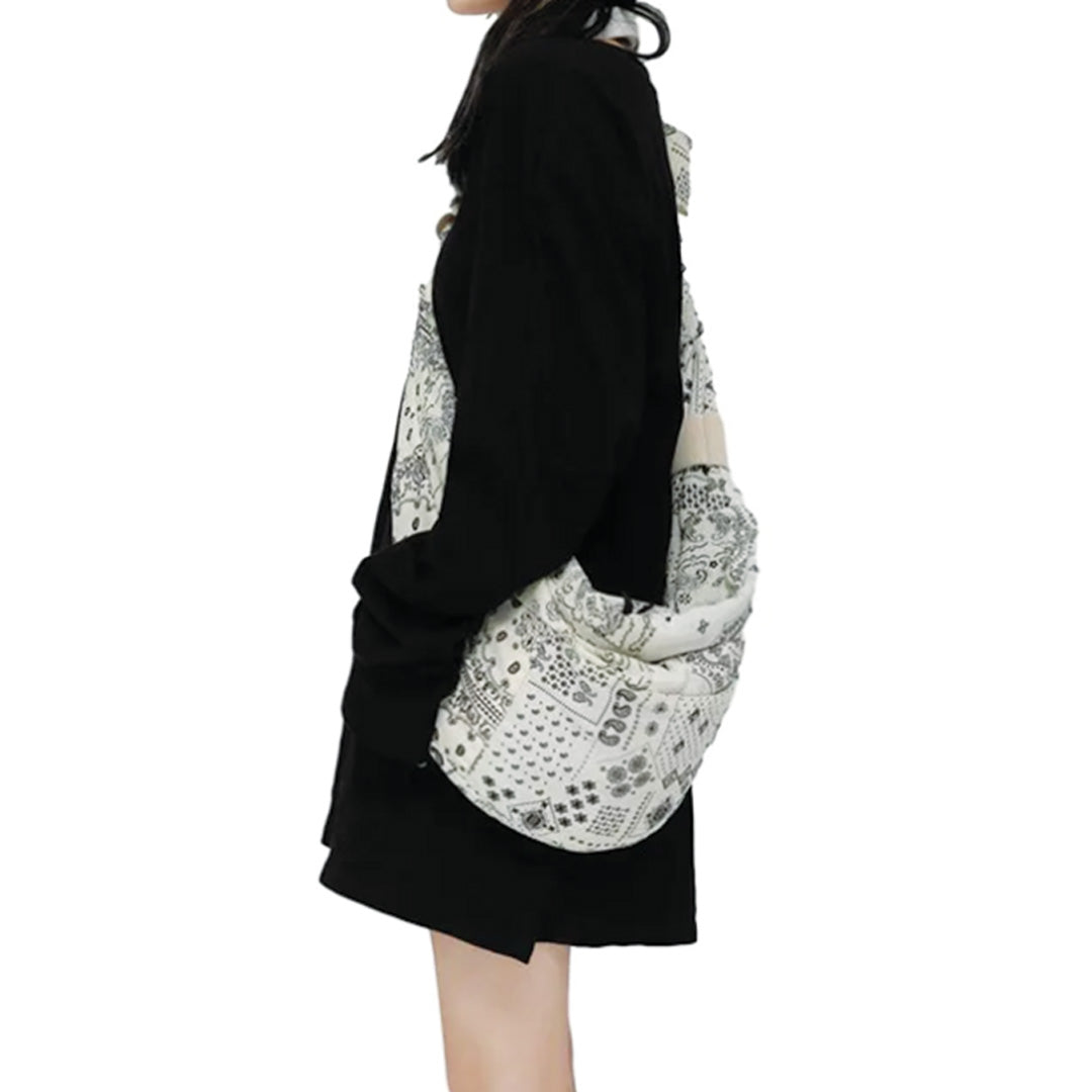 Amawinc Bandana Sac Bandoulière Tote En Toile Coton Durable Avec Motif Paisley Fermeture Éclair Et Extérieur Imperméable