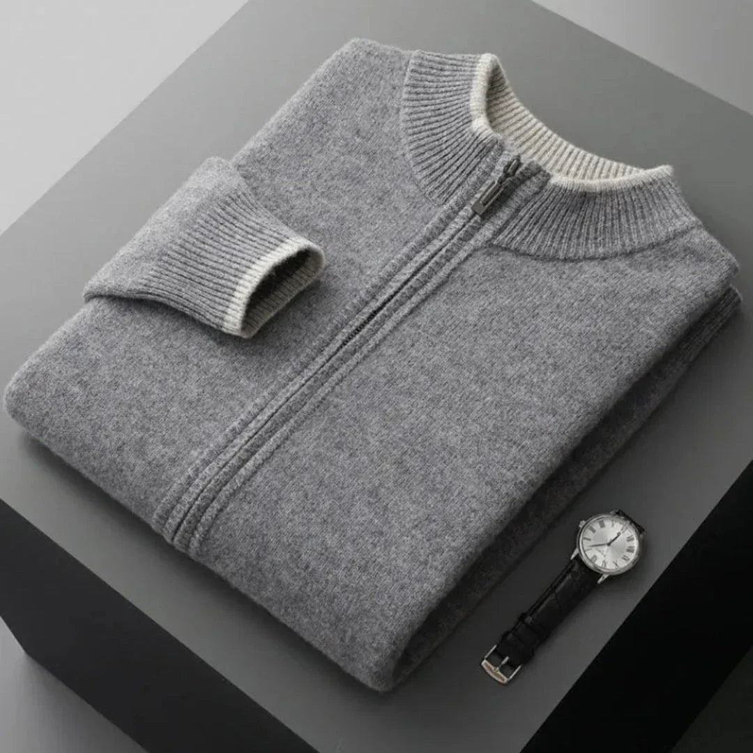 Ensemble Brody En Laine Mérinos Veste Zip À Maille Verticale Et Pantalon Décontracté À Taille Ajustable