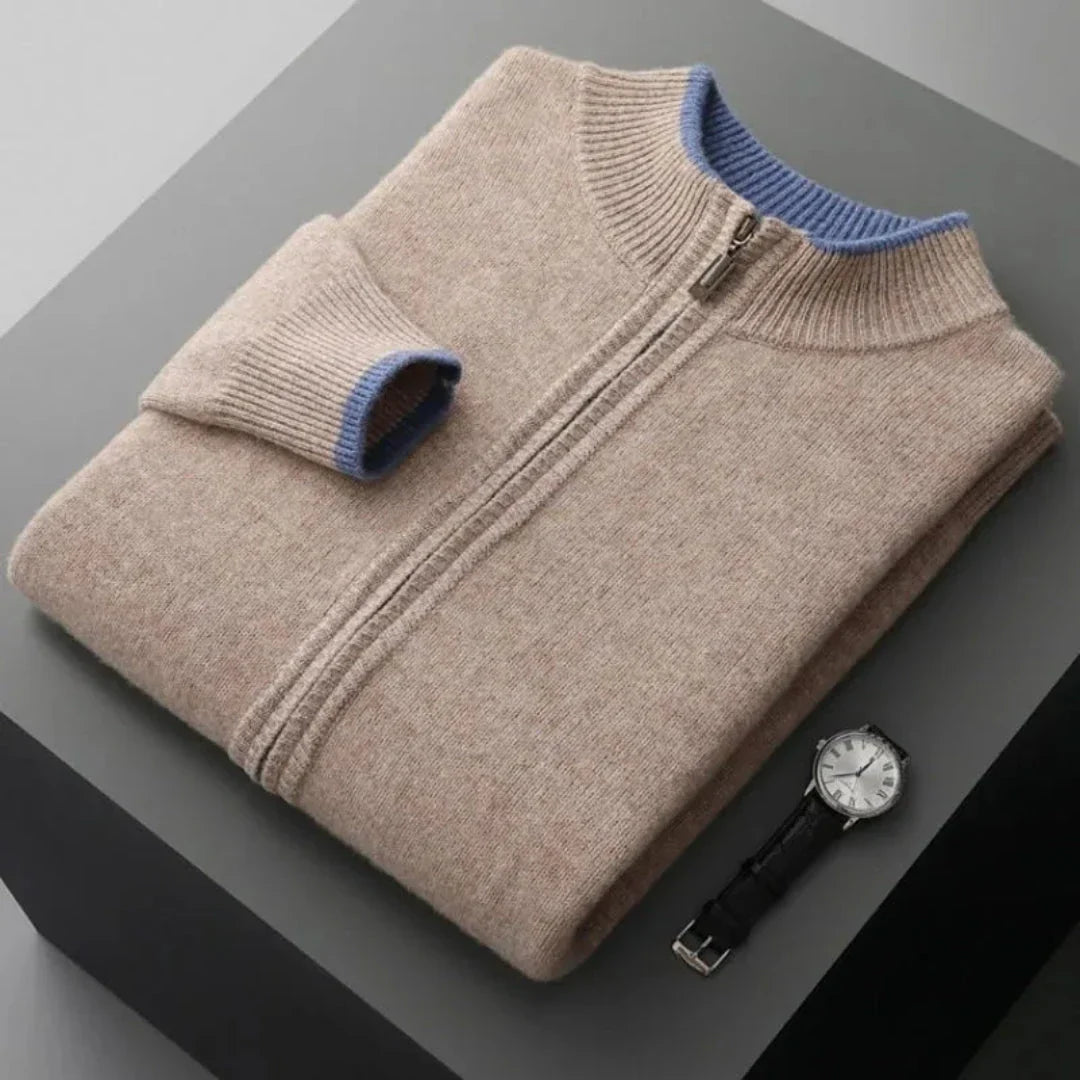 Ensemble Brody En Laine Mérinos Veste Zip À Maille Verticale Et Pantalon Décontracté À Taille Ajustable