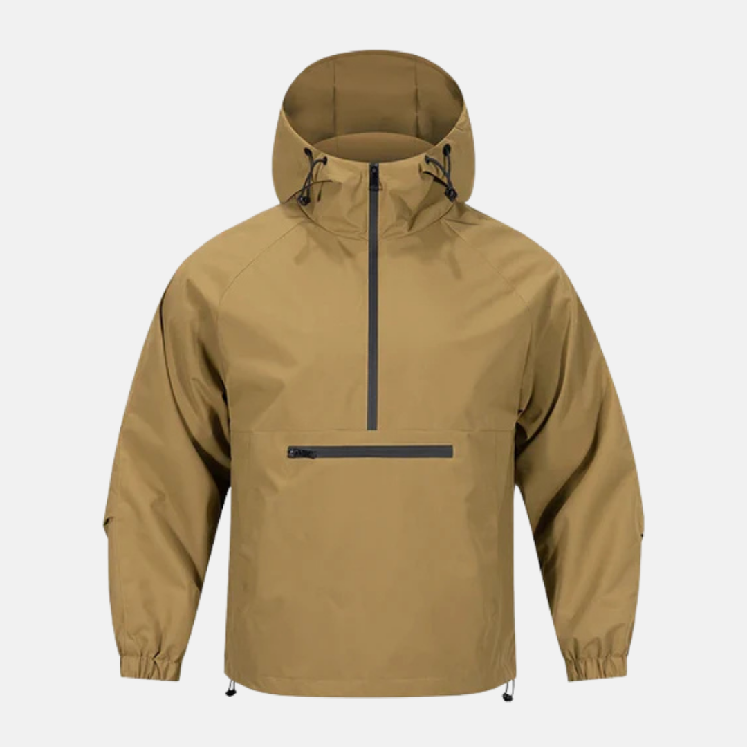 Veste Anorak Homme en Mélange Polyester Capuche Mi Longue Coupe Décontractée pour Automne