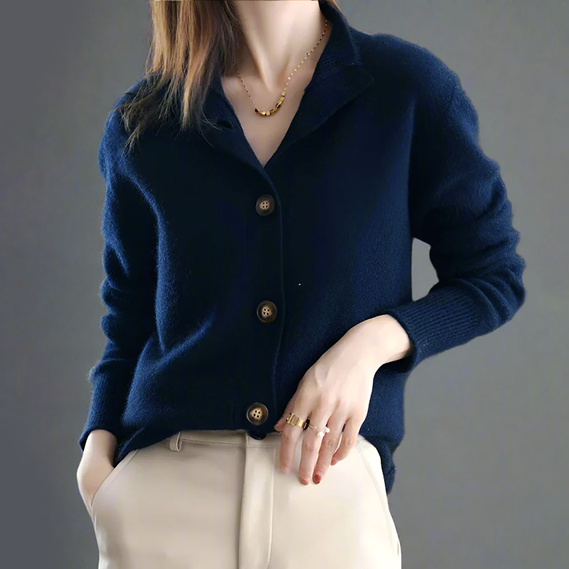 Cardigan Tricoté À Boutons Sur Le Devant Pour Femmes Avec Col Montant Et Silhouette Décontractée
