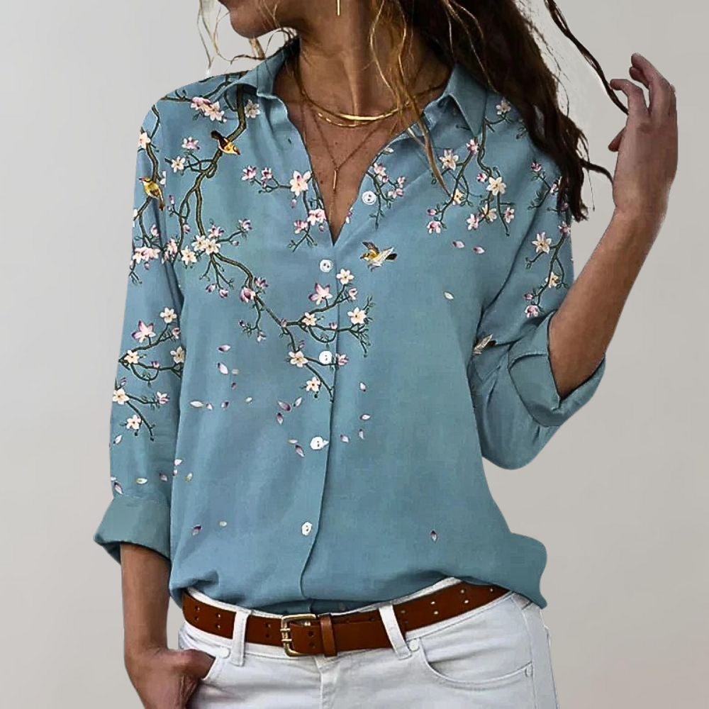 Blouse Femme Imprimé Paisley Manches Longues Coupe Décontractée Col Chemise Nordic Flair