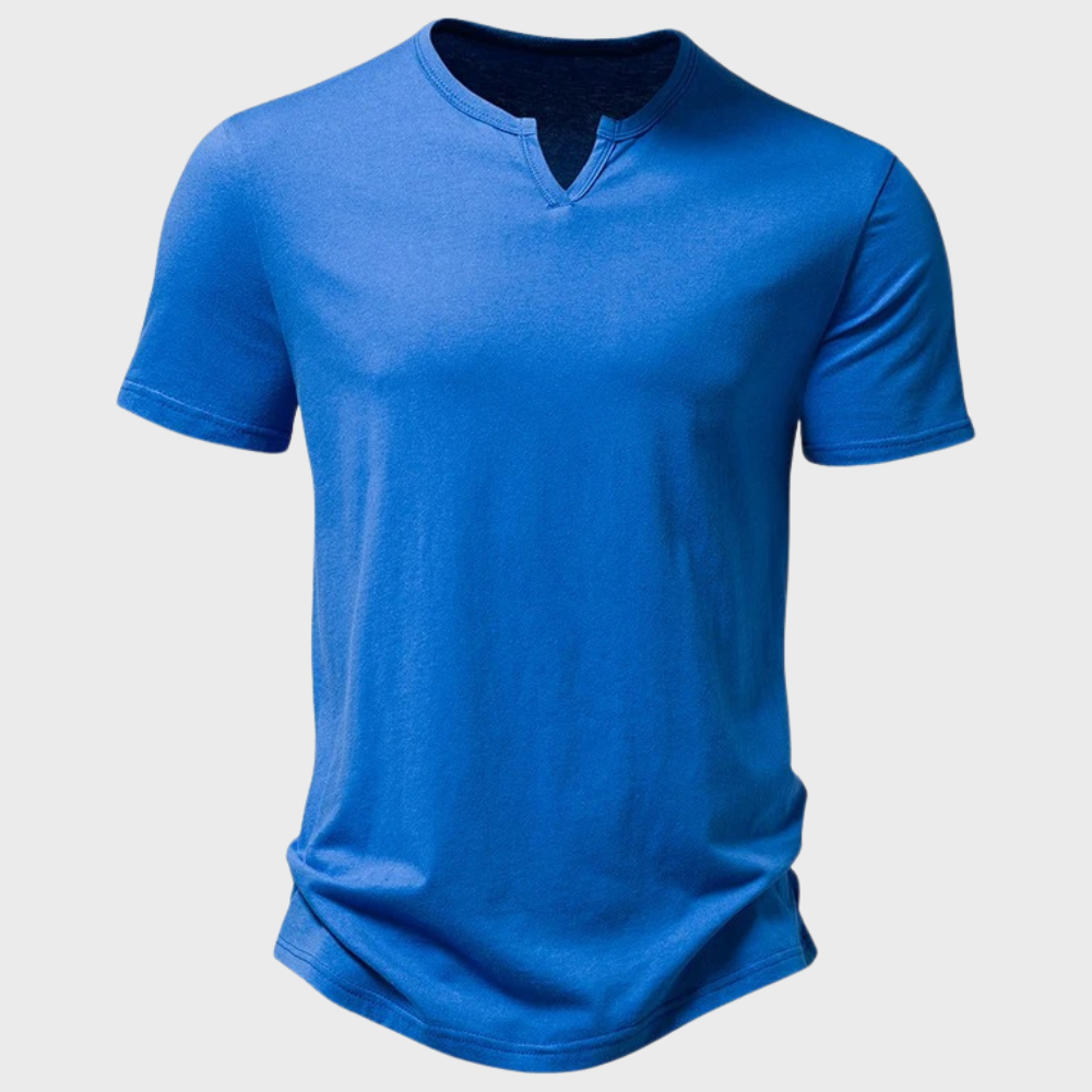 Henley Homme En Coton Mélangé Avec Bouton Manche Courte T Shirt Décontracté Coupe Regular