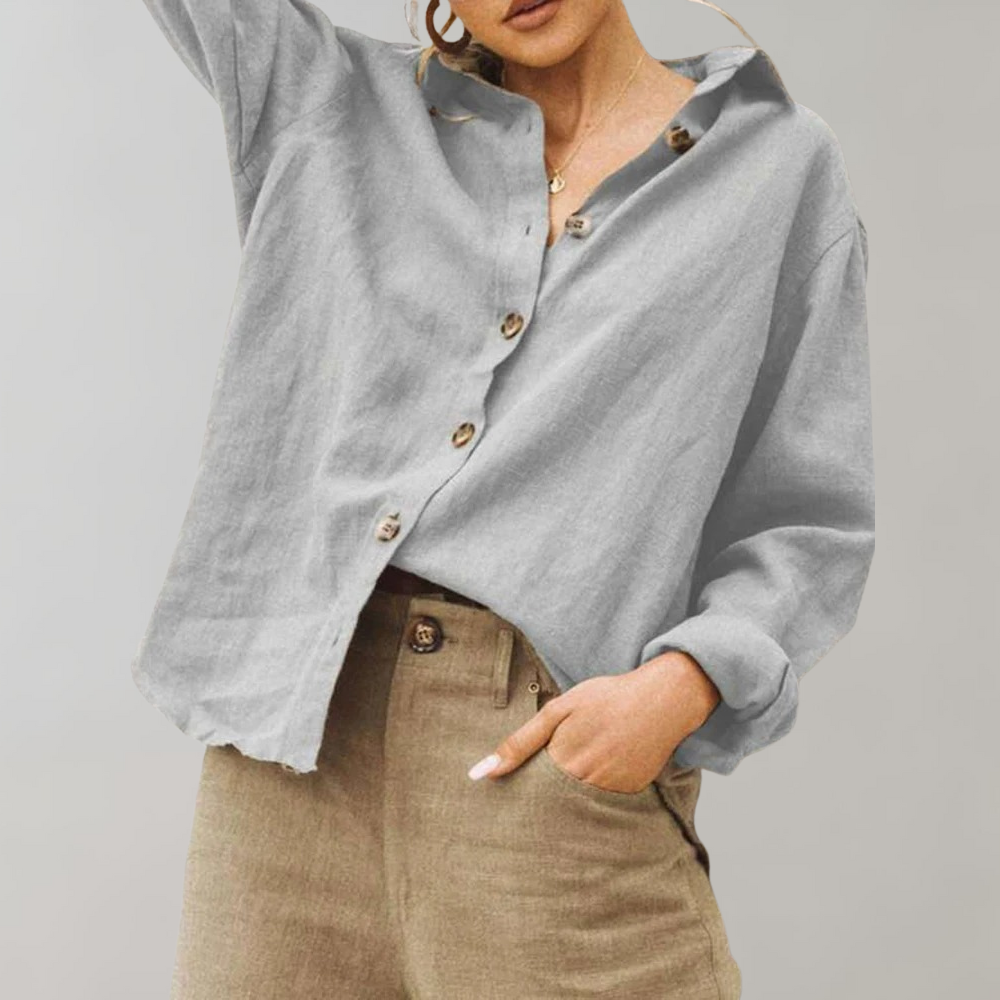 Chemise Femme Coupe Décontractée Manches Longues En Tissu Léger À Boutons Nordic Flair
